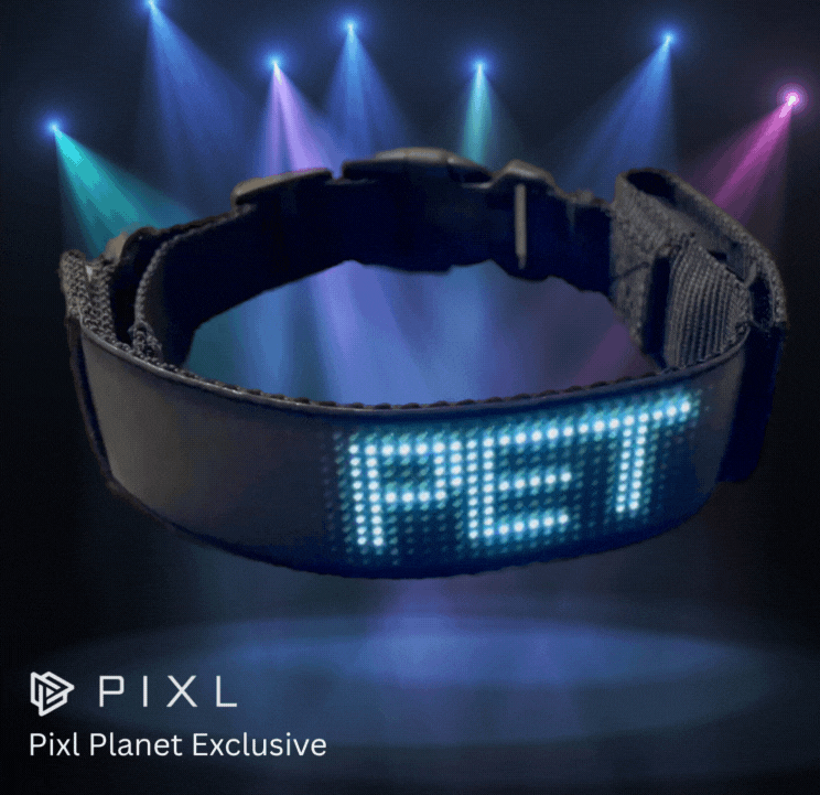 HALO Adjustable LED Dog Collar with Programmable Animated Graphics and Text