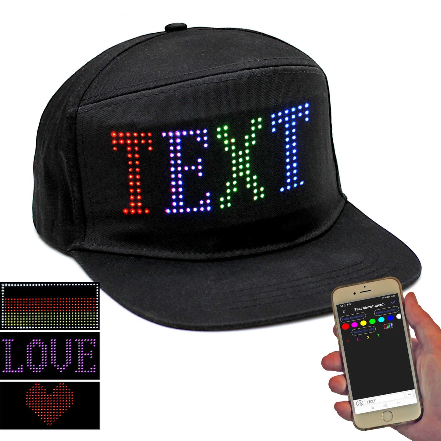 VIZOR Snap-Back Baseball Cap with Programmable Animated Graphics and Text