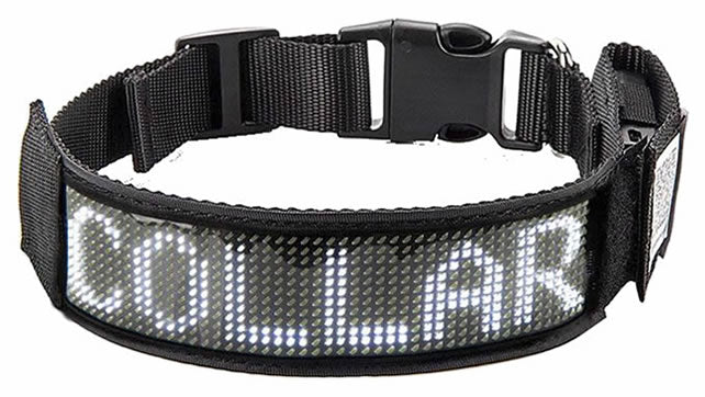 HALO Adjustable LED Dog Collar with Programmable Animated Graphics and Text